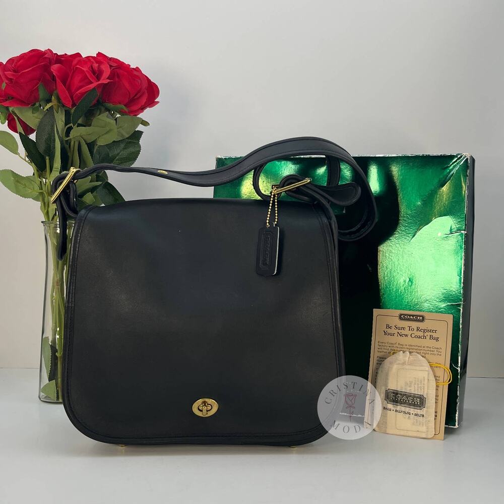 Vintage Coach NYC Stewardess Bag 9525 Black 1980s